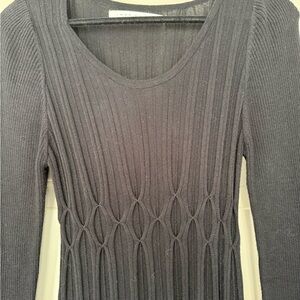 Max Studio Charcoal Ribbed Knit Top
